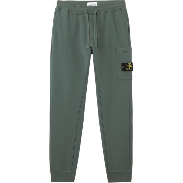 STONE ISLAND Ss25 Левая нога Невидимый карман Значок логотипа Кулиска Манжеты Вязаные спортивные штаны Мужские брюки Темно-зеленый K1S156200011S0051-V0053