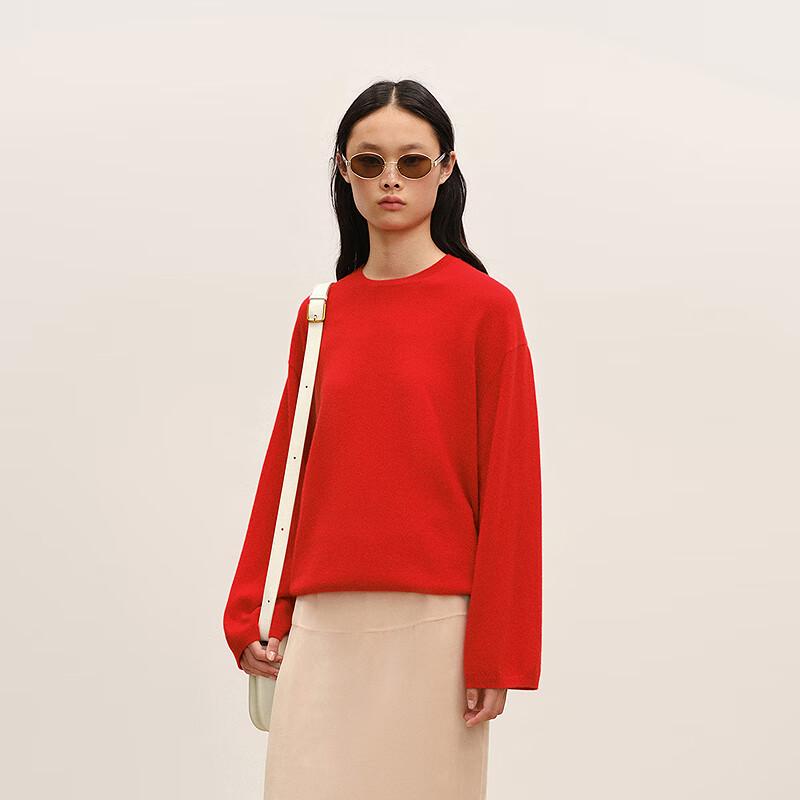 LESS Женский пуловер с круглым вырезом и длинными рукавами из чистого кашемира