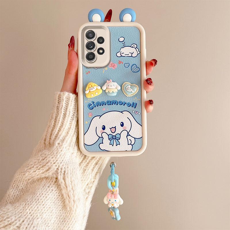 KEYSION Cute Ear 3D Cartoon Case for Samsung A52 5G A52S 5G with Bracelet Soft Silicone Shockproof Phone Cover for Galaxy A32 4G