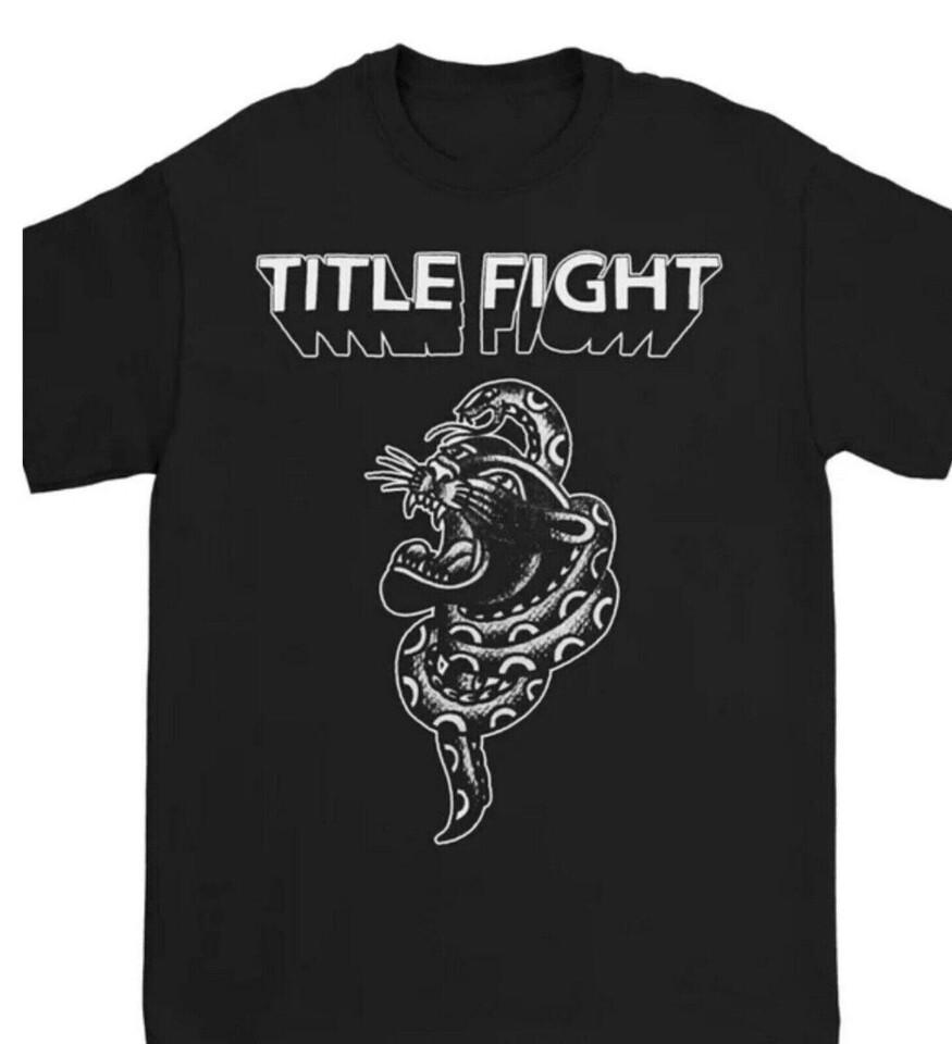 Vtg Title Fight Band Floral Green Heavy Cotton Black Unisex Tee Shirt