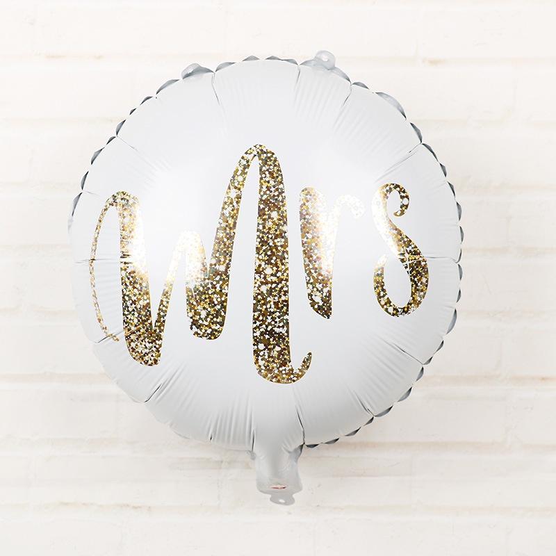 1 шт. 18-дюймовые круглые белые золотые блестящие фольгированные шары с принтом Mr&Mrs LOVE для невесты, свадьбы, декора, принадлежностей ко Дню святого Валентина