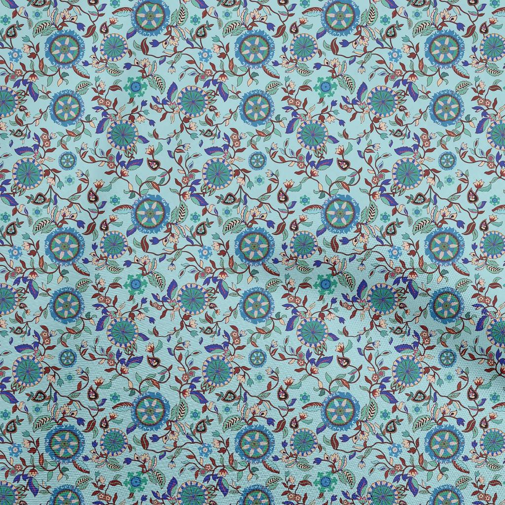 oneOone Cotton Flex Gray Fabric Asian Suzani  Dress Material Fabric Print Fabric By The Yard 40 Inch