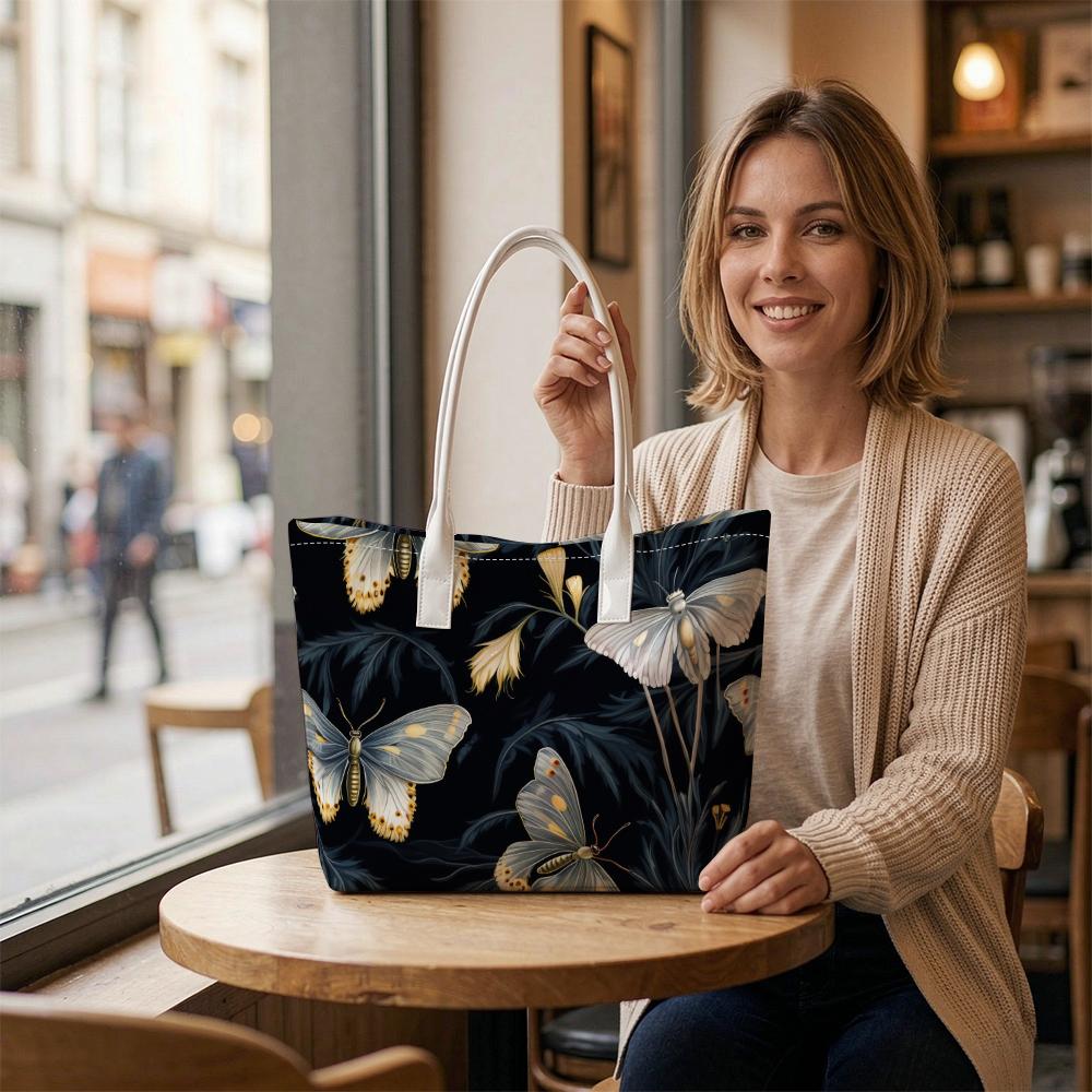 Elegant Moth Pattern Shoulder Bag Stylish Daily Use Tote Bag Fashion Casual Outdoor Handbag
