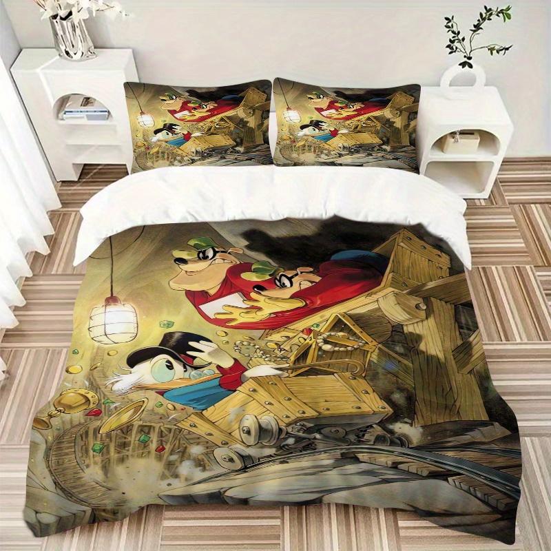 3pcs Disney DuckTales Scrooge McDuck Quilt Set - Soft and Comfortable Bedroom, Guest Room and Dorm Decor Bedding Set 1 Quilt Cover + 2 Pillowcase