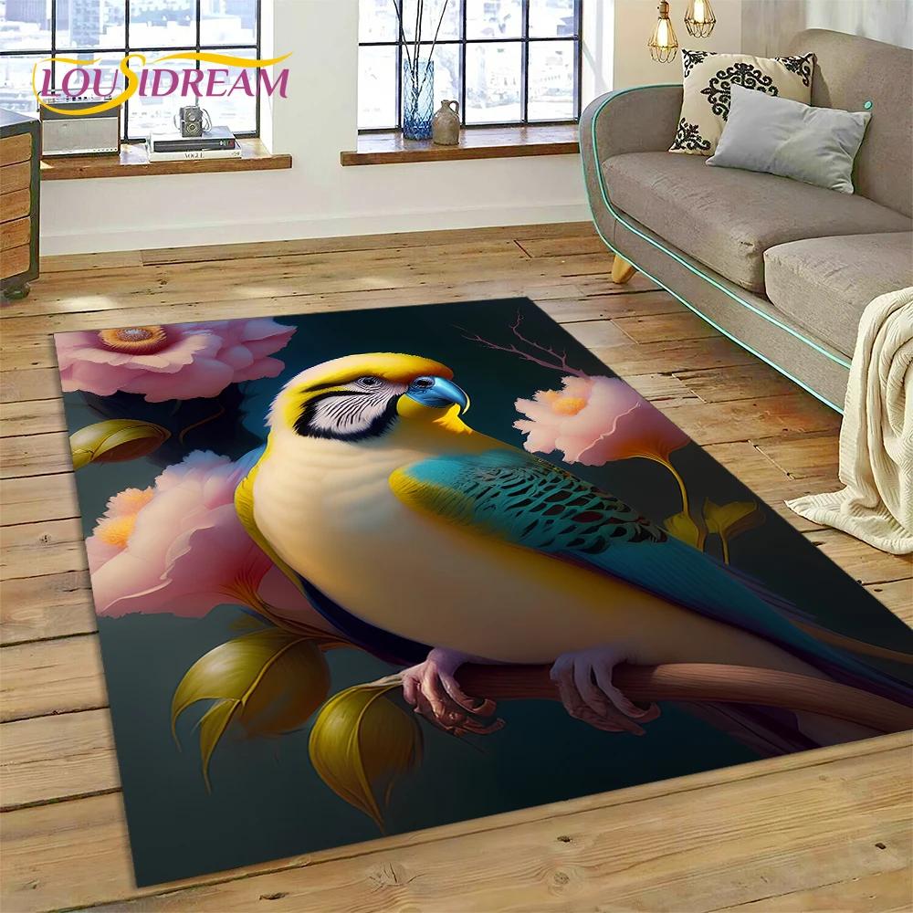 Cute Dream Birds Parrot Peacock Cartoon Rug Carpet for Living Room Bedroom Decor,floor Mat Non-slip Decoration for Sofa Doormat