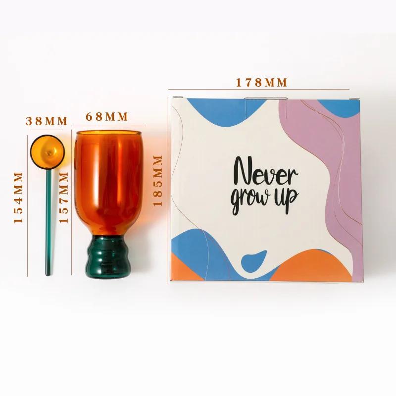 Красочный подарочный набор, стеклянная кружка с ложкой, стеклянная чашка, кофейные кружки, подарочный набор на день рождения, домашняя декоративная ваза, стаканы