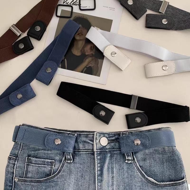 Простой и модный женский ремень, эластичный ленивый мужской ремень, тканый, невидимый и бесшовный, унисекс, длина джинсового ремня регулируется