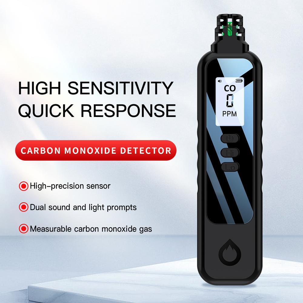 Portable Electrochemical Sensor CO Tester 1.1inch LCD Screen Carbon Monoxide Detector with Sound Lihgt Alarm and Low