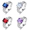 BELLA BOX Квадратное синее красное кольцо с камнем, женское кольцо, простые минималистичные аксессуары на мизинец, кольцо, элегантное обручальное ювелирное кольцо
