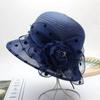 Элегантная женская панама из органзы с 3D-цветком — дышащая, широкополая шляпа от солнца для церкви, чаепитий и пляжных выходов, солнцезащитные кепки