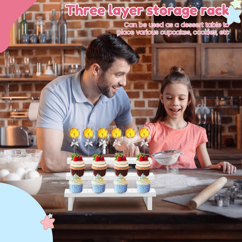 1/2 шт. Стенд для кейк-попсов с отверстиями Деревянная подставка для демонстрации конфет 3 яруса 15 отверстий Стенд для леденцов Свадебная вечеринка Размещение десертов