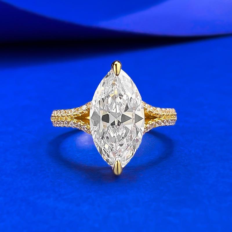 Zhu Zhi Fan Ювелирное изделие Кольцо из стерлингового серебра S925 с бриллиантом огранки «Маркиз»: Элегантный европейский и американский дизайн.