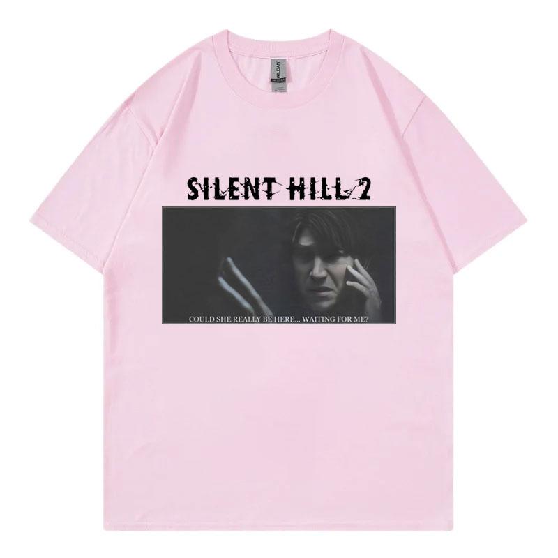 Хоррор Игра Silent Hill 2 Принт Футболка Мужская Женская Мода Винтажная Футболка с Коротким Рукавом Летняя 100% Хлопок Оверсайз Футболки