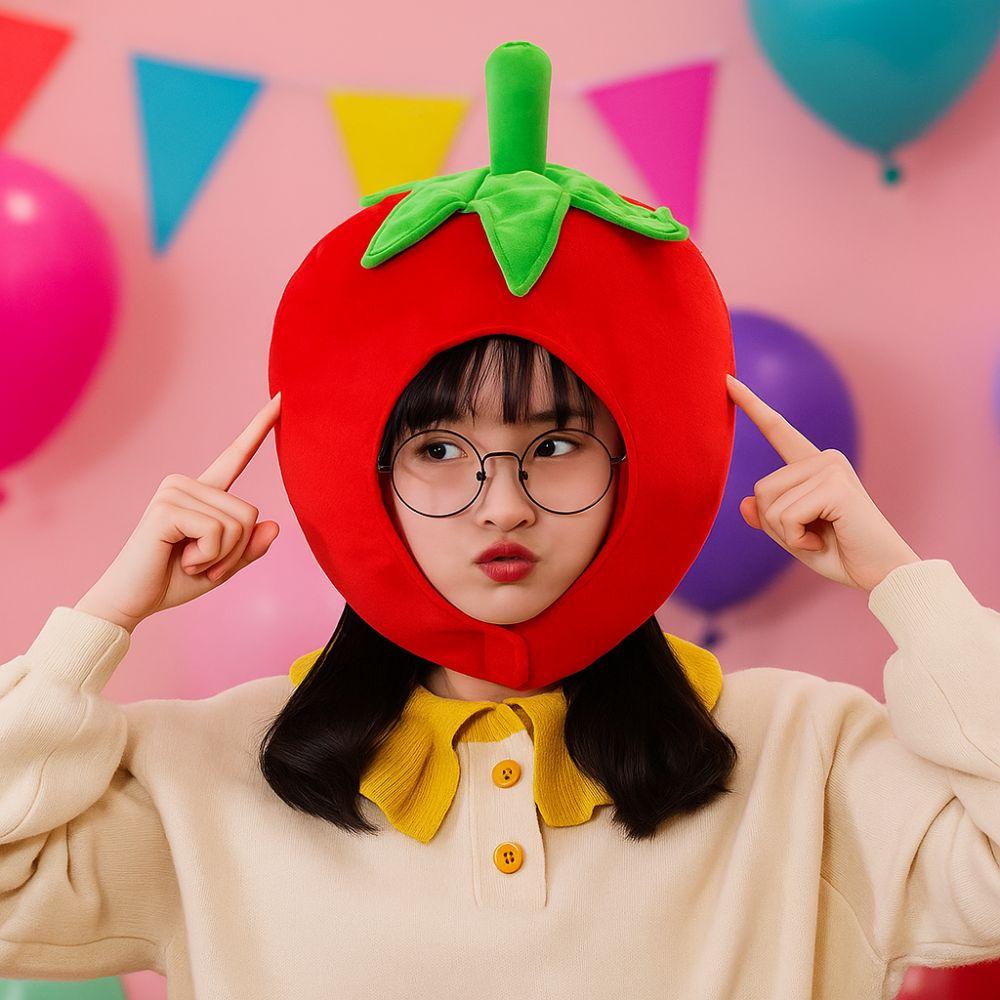 Cute Warm Earflap Cap Super Soft Cosplay Hat Funny Fruit Stuffed Toys Christmas Party
