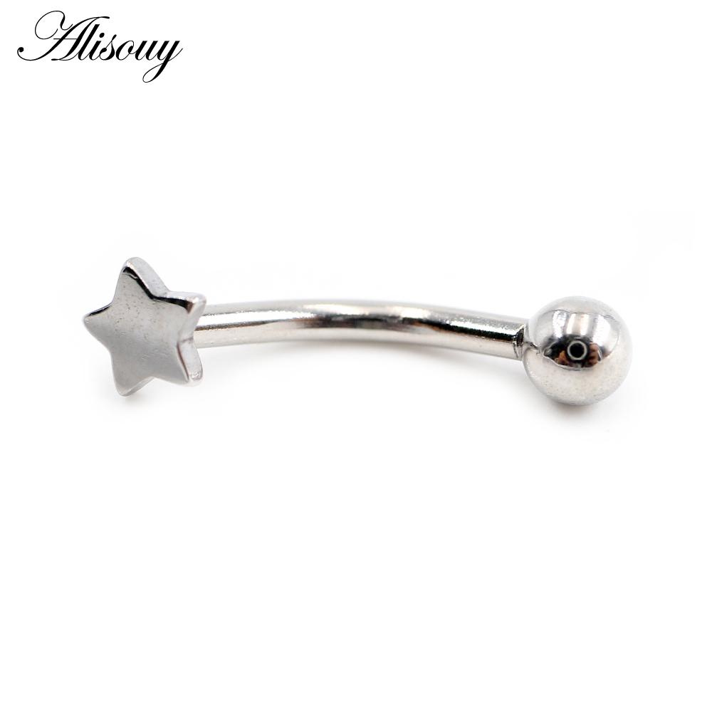 Alisouy 2 шт., сердце, крест, звезда, цветок, сталь, циркон, CZ, изогнутое кольцо для губ, кольцо для губ, серьги Daith Helix, украшения для пирсинга