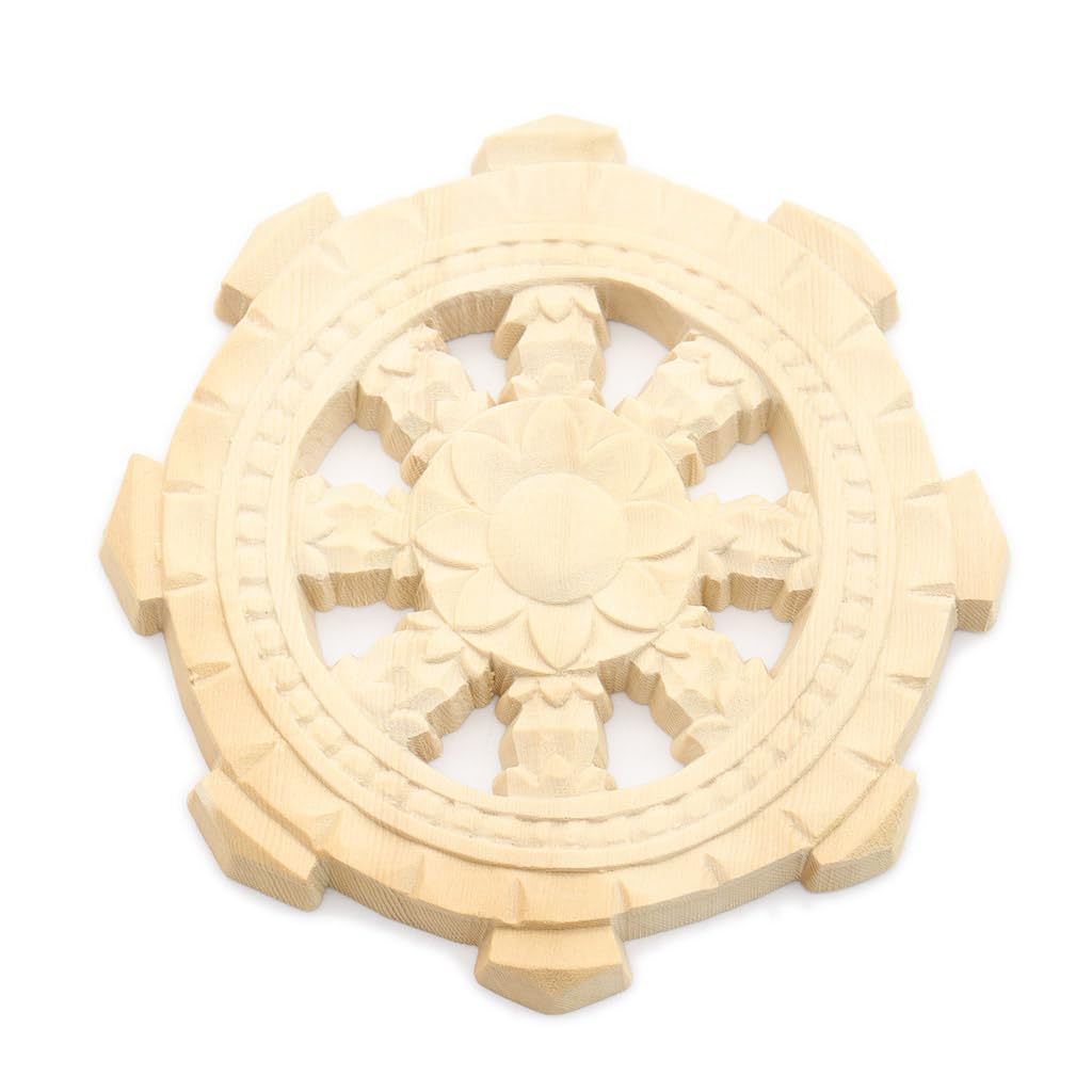 Kurita's Special Buddhist Statue [Buddhist Implement] Single-Sided Carved Buddhist Wheel (10cm Diameter) Made of Cypress Wood, 2805