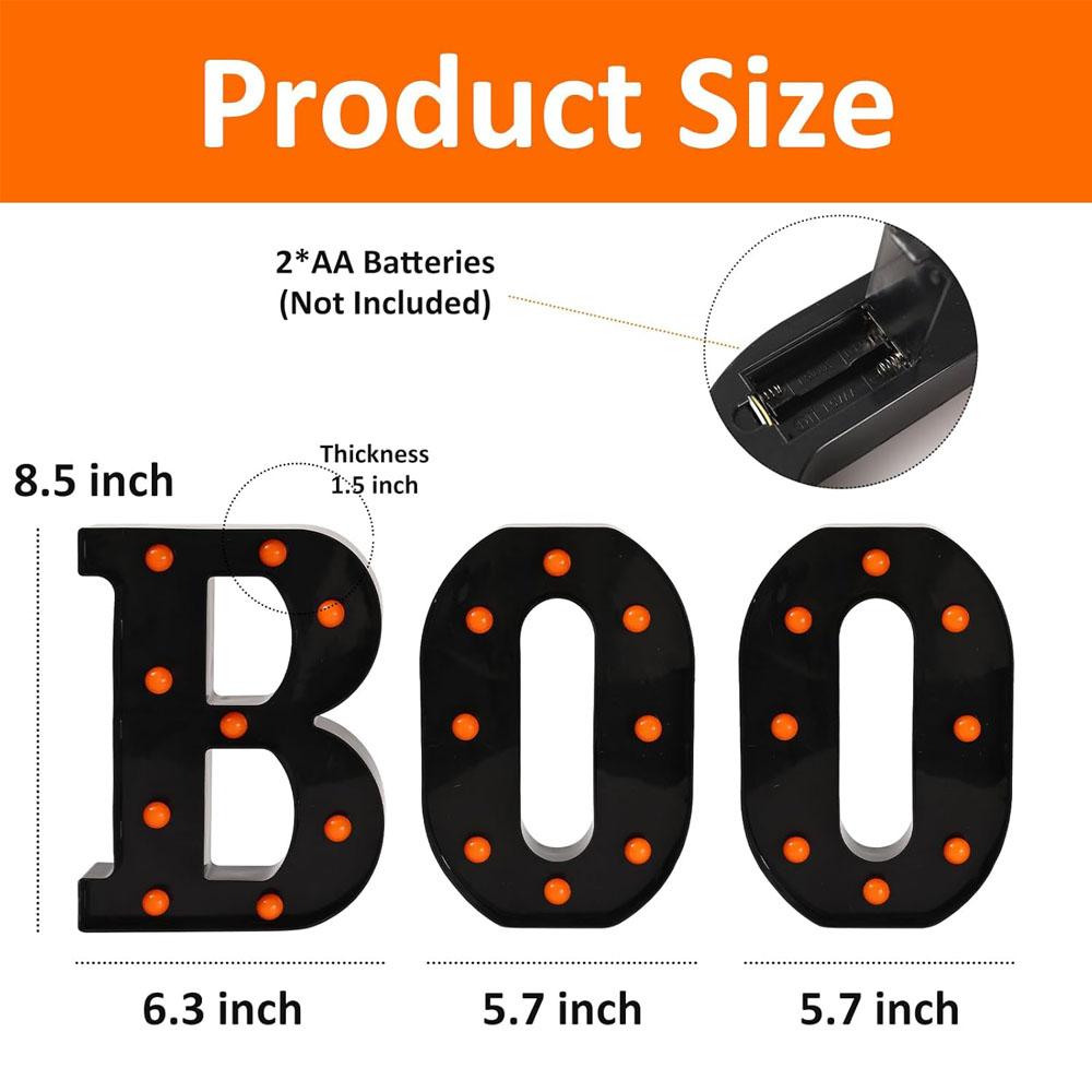 Набор из 3 светодиодных букв-вывесок "BOO" Декор на Хэллоуин для кухонного стола Каминной полки Вечеринки В помещении