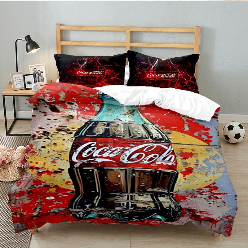 Coca-cola Artwork Design 3PCS Bedding set,Ideal for 1pc Duvet Cover And 2pcs Pillowcases Perfect for Fan gift,Ideal for Bedroom, Dormitory