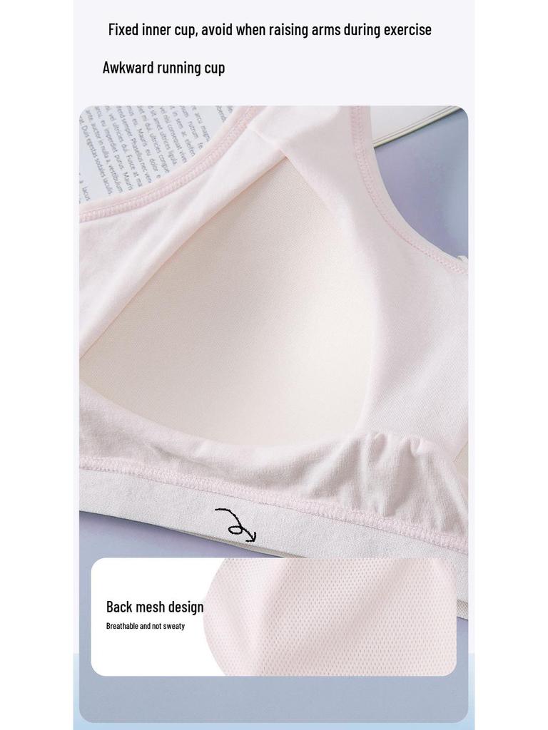 Детский хлопковый топ-майка для девочек - Спортивный бюстгальтер с защитой от просвечивания для подростков