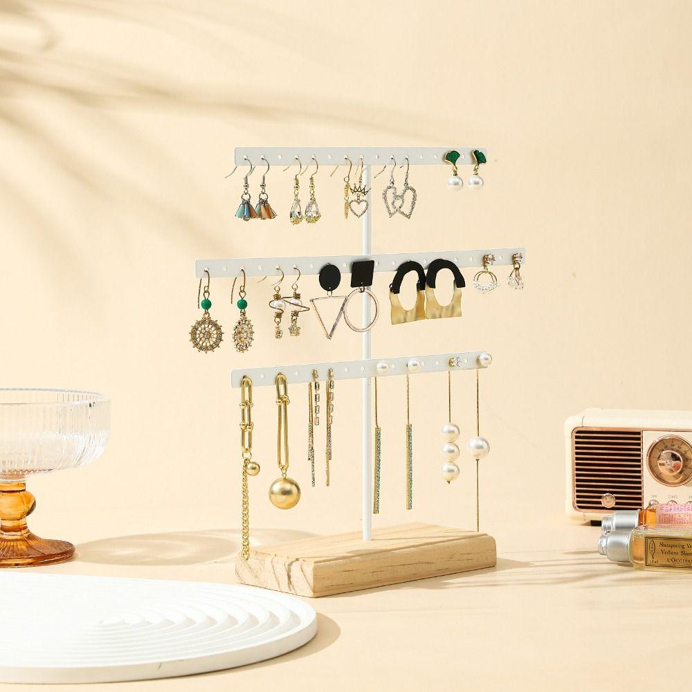 Metal Earrings Display Stand 52 Holes Necklace Bracelet Anklet Stud Holder Desktop