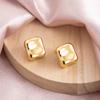 Fashion Personalized Titanium Steel Stud Earrings Three-dimensional Square Concave-convex Earrings Women's Versatile Atmospheric Earrings