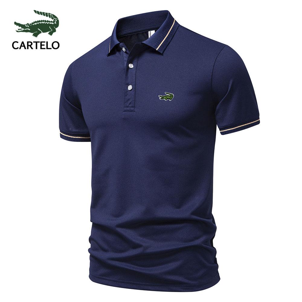 CARTELO Летняя новая спортивная повседневная футболка с вышитыми лацканами 2025 года, влагоотводящая и потоотводящая рубашка-поло