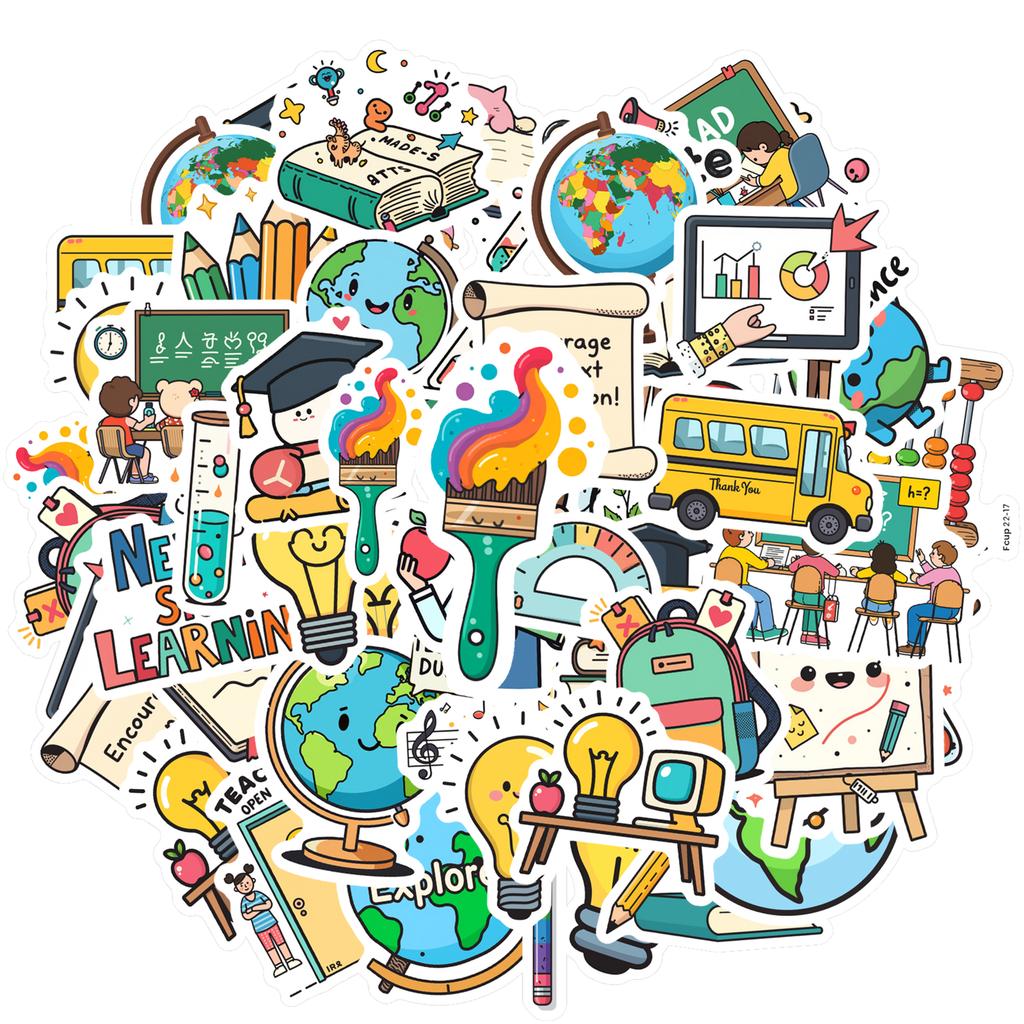 Cartoon Education Decals Cute School Teacher Reward Stickers Funny Stickers For Laptop Fridge Guitar
