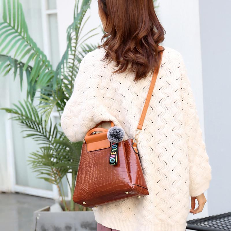 4 шт./компл. женская кожаная сумка в стиле ретро со змеиным узором, сумка на плечо, большая вместимость, набор из четырех предметов, косые сумки с украшением из подвески