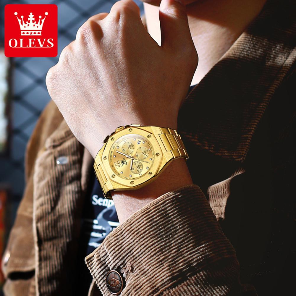 Мужские часы хронограф водонепроницаемые светящиеся модные крутые кварцевые часы для мужчин из нержавеющей стали ручные часы 2024