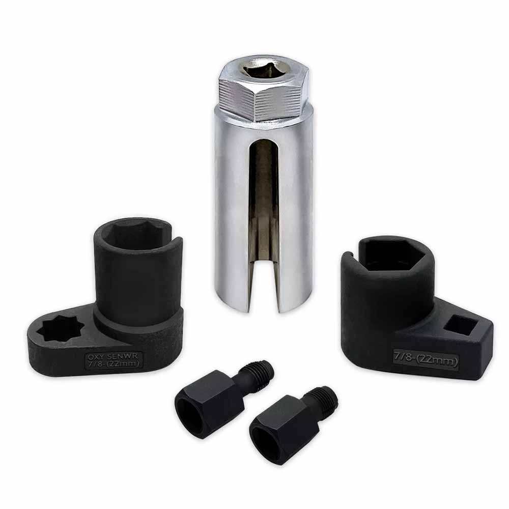 Комплект из 5 торцевых ключей для датчиков кислорода 22 мм 1/2" и 3/8" для снятия привода, установки и ремонта лямбда-зонда, автомобильные запчасти, аксессуары