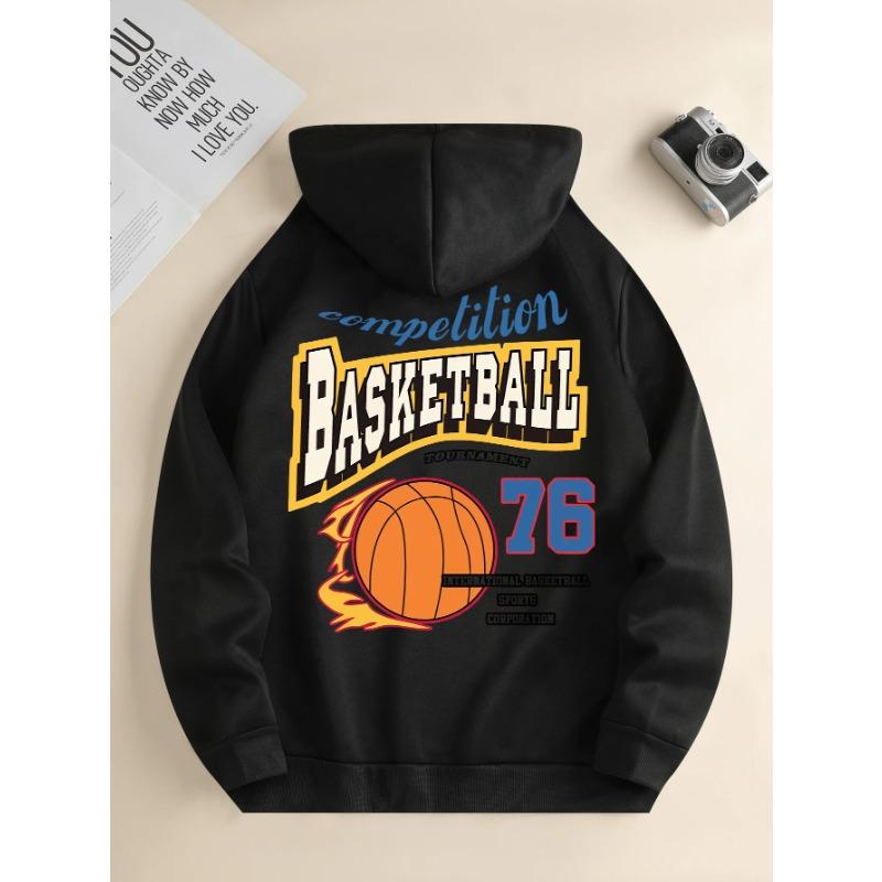 Мужская модная толстовка с капюшоном, повседневная, с завязками, с капюшоном, баскетбольный принт, карман-кенгуру спереди, мужская куртка, толстовки и свитшоты для мужчин