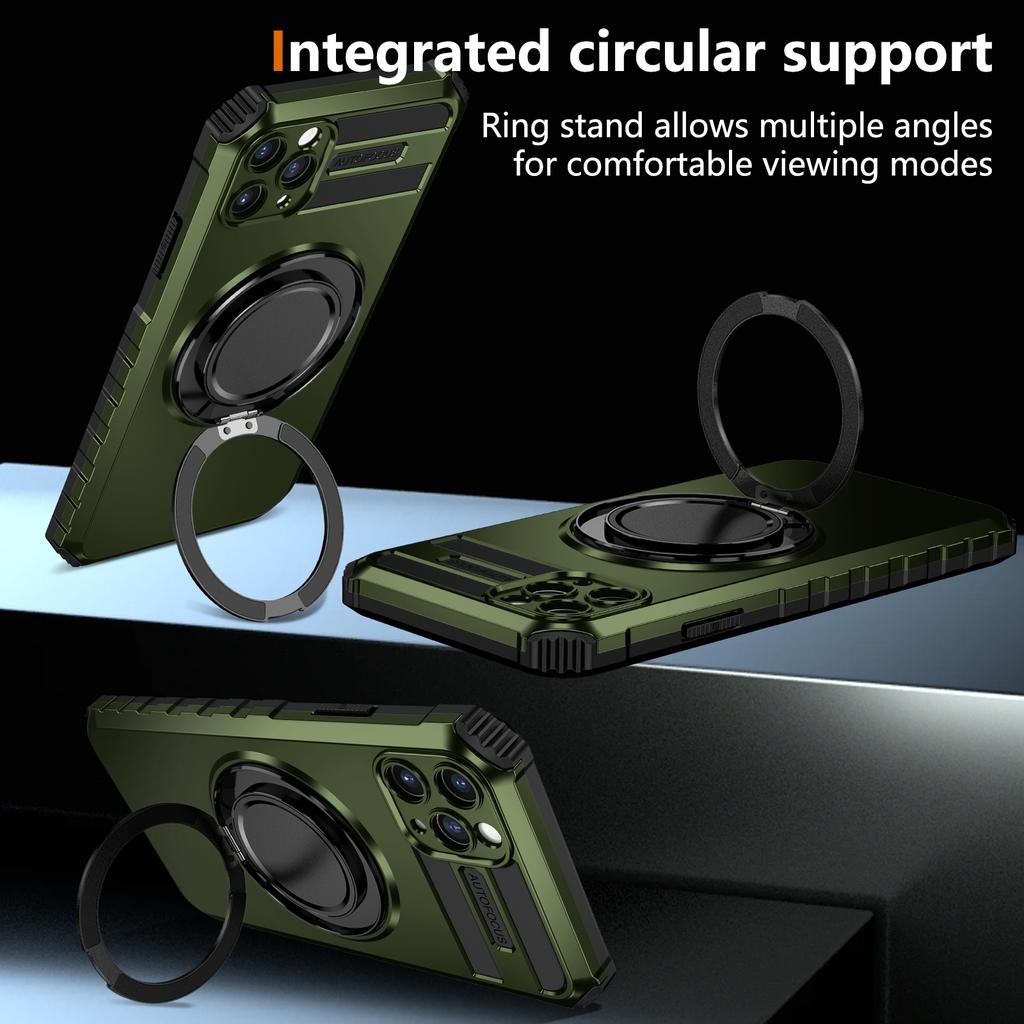 Чехол для iPhone 15 14 13 12 11 Pro Max с магнитным кольцом-держателем, защитные подставки Magsafe Len, полный зеркальный чехол, чехлы-подставки