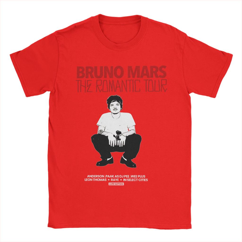 Футболка Bruno Mars The Romantic Tour Унисекс Винтажная Чистый Хлопок Круглый Вырез Короткий Рукав Футболки Большие Размеры Топы