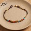 Holiday Gift for Her Bohemian Bracelet Women, Handmade Bamboo Joint Beaded Unique Niche Alloy Stackable Bracelet, Ethnic Style Boho Summer Jewelry