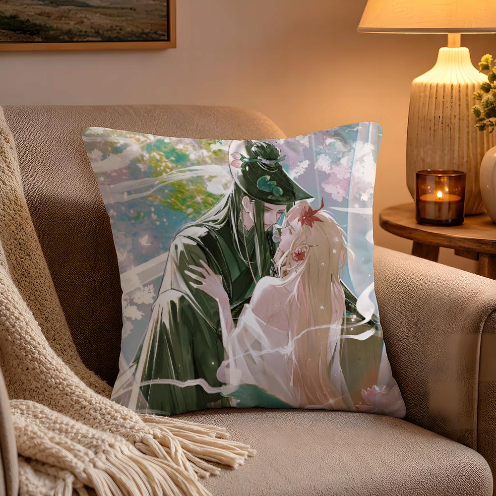 Loving Game DaiHao Yuan Pillow Case Soft Plush Cushion Cover Double Print and Invisible Zipper for Sofa Home Car Use