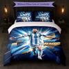 Lionel Messi Custom Name Text Bedding Set 1 Duvet Cover+2 Pillowcases Soccer Logo Personalized Gift For Special Occasion Bedroom Decor