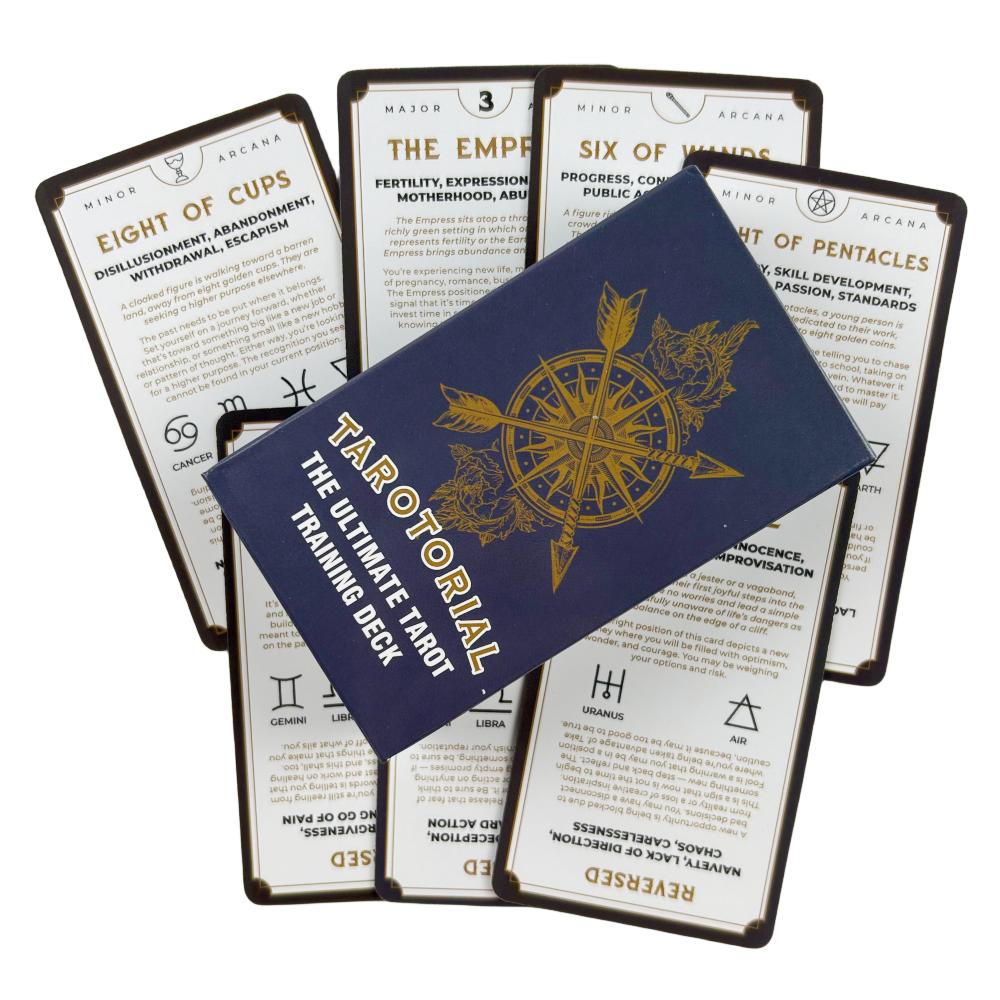 Таро для начинающих Оракул со значениями карт Ключевые слова Перевернутая чакра Планета Зодиак Элемент Средний размер Строгий испанский