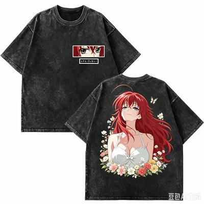 High School DxD Постиранная футболка Оверсайз Унисекс Винтажная Свободная Уличная Модная Хлопковая Харадзюку Удобная Горячий товар Для пар