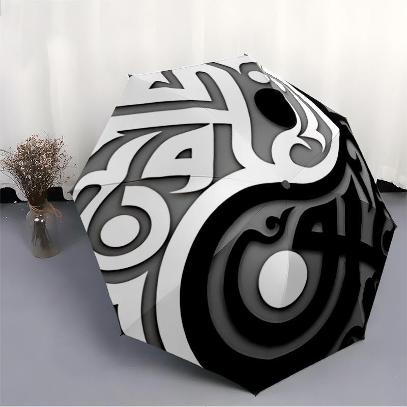 1pc Yin Yang Symbol Automatic Open/Close Umbrella - Portable Collapsible Umbrella with 8-Rib Stability, Fashion Lovers yy251017177
