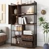 Bookcase, 6 Shelf Bookcase with Doors And Drawers Floor To Ceiling Bookcase, Industrial Bookcase, Steel Shelf,