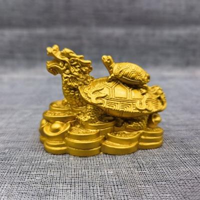 1 шт., золотая статуя фэн-шуй, дракон, черепаха, черепаха, статуэтка, монета, деньги, богатство, удача