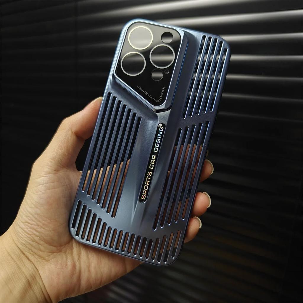 Matte Slim Full Lens Protection Hard Phone Case for iPhone 16 15 14 13 12 Pro Max Plus Fashion Hollow Heat Dissipation PC Cover