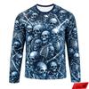 Halloween Men's Scary Skull Print T-Shirt Fashionable Trendy Street-Style Long Sleeve Loose-Fitting Breathable Men's Top