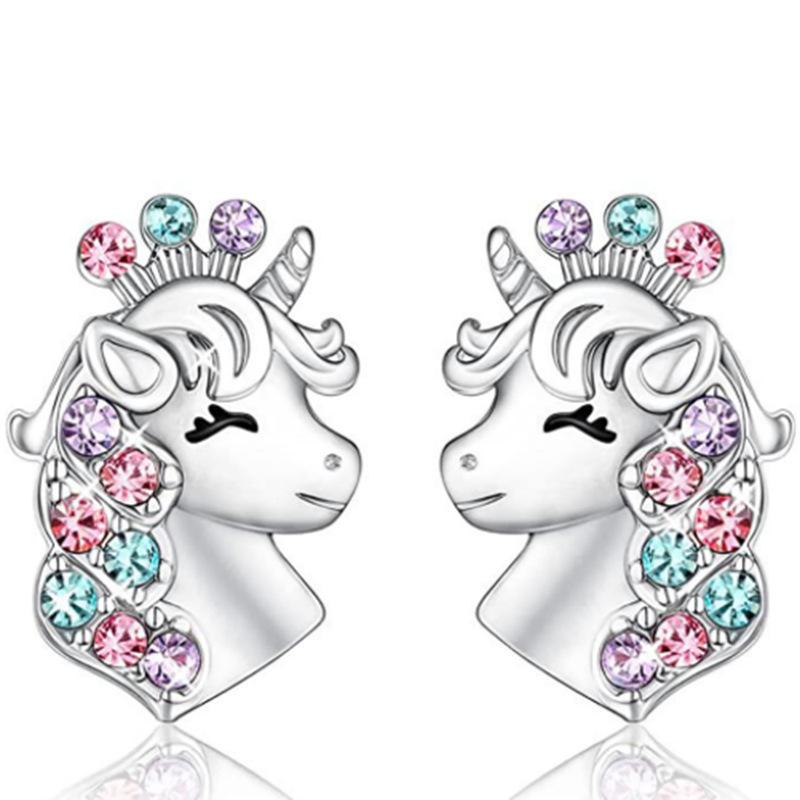 Ожерелье с единорогом, милое красочное ожерелье с бриллиантовыми аксессуарами, подарок