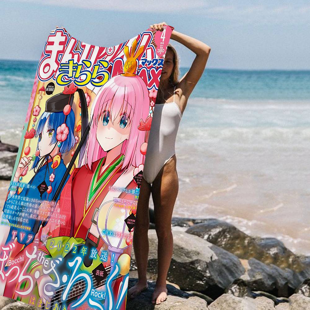 Bocchi the Rock Anime Microfiber Printed Beach Towel Mountain Climbing Yoga Beach Swimming Running Absorbent Soft Towel