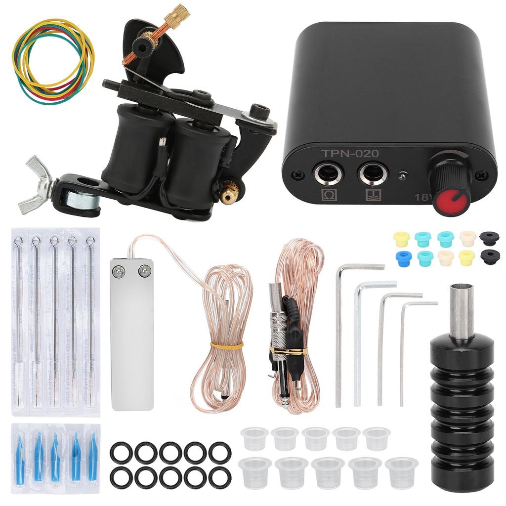 Набор для татуировки с катушкой, зажимной шнур, педаль, блок питания, игла, набор для начинающих, практические татуировки