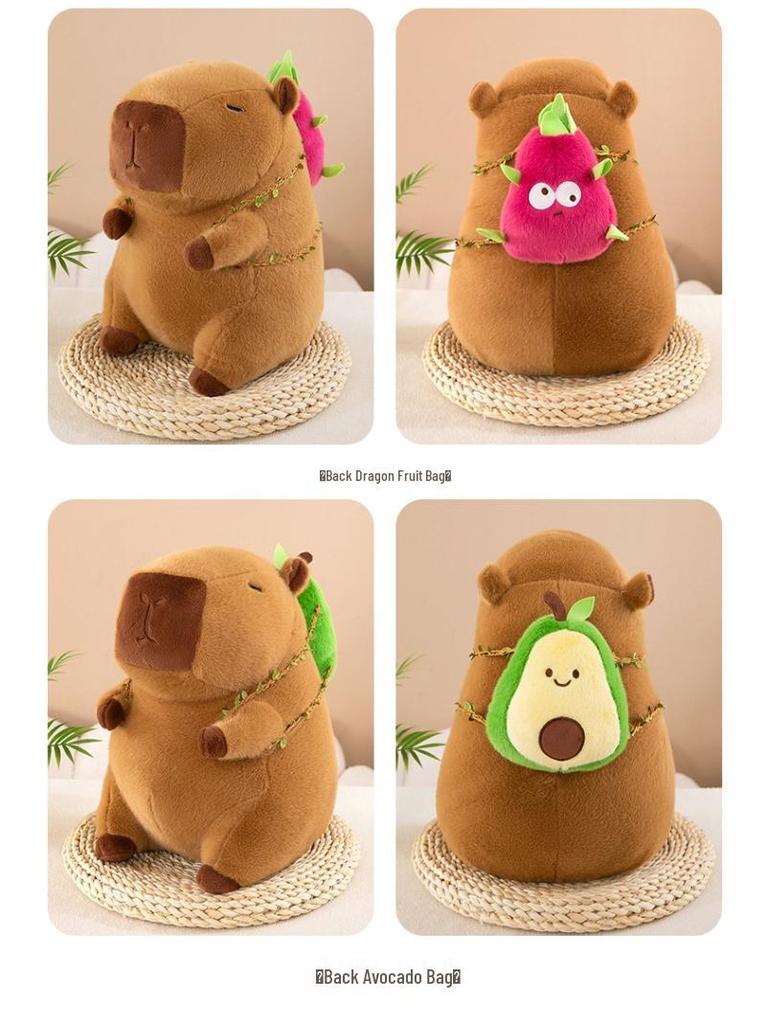 Фруктовая плюшевая капибара, игрушка с дергающимся шнурком