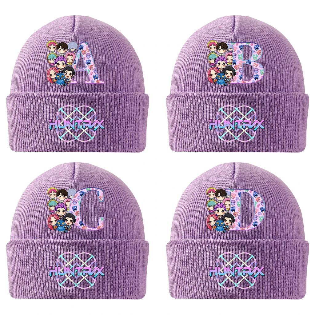 Anime Cartoon KPop Knitted Hat Winter Warm Windproof Hat Cartoon Anime Letter Pattern Knitted Hat Children's Birthday Gift