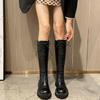 2025 Women's British Style Thick-Soled Long Knight Boots with Big Toe and Over-the-Knee Lace-Up Design.