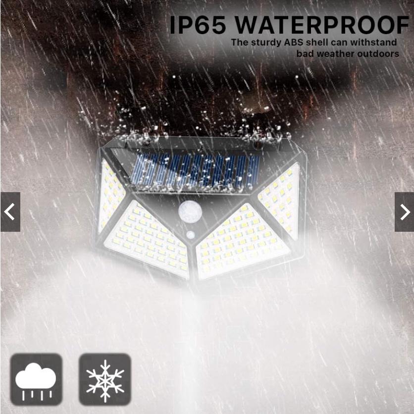 100 LED Solar Wall Lamp 4 Sides Luminous Motion Sensor Human Induction Outdoor Garden Courtyard Street Waterproof Wall Light